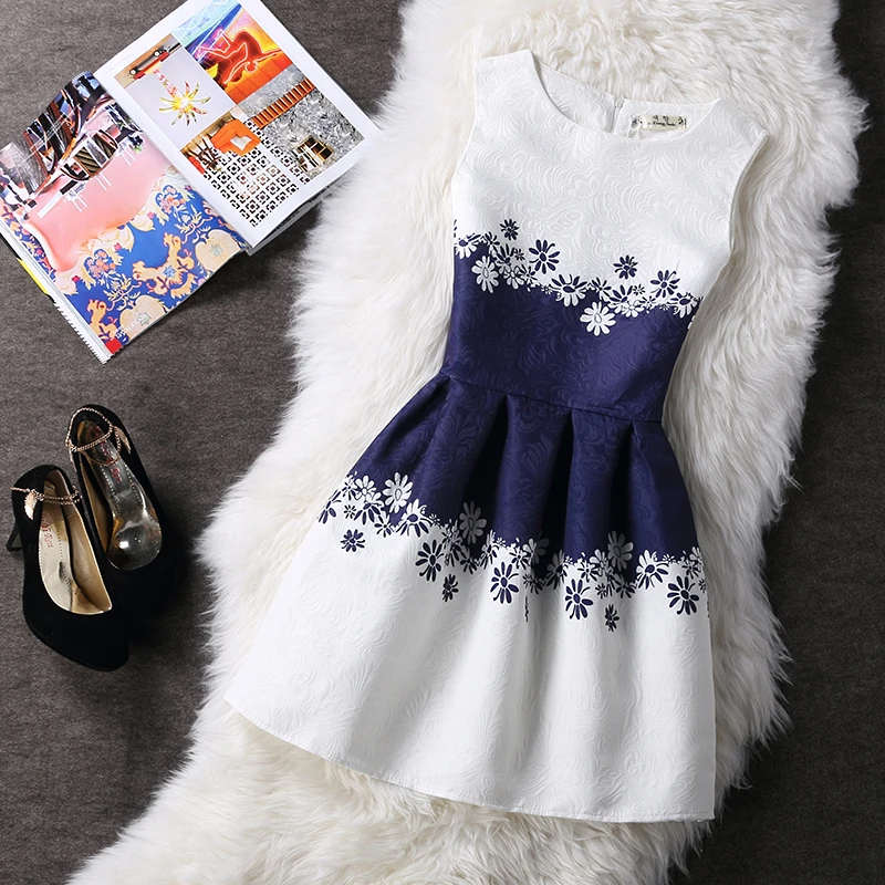 2018 новые летние женские тонкие платья без рукавов с принтом платье выше колена