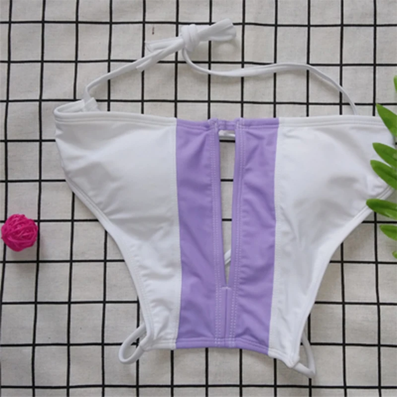 Новинка сексуальное однотонное бикини в стиле пэчворк женский купальник с