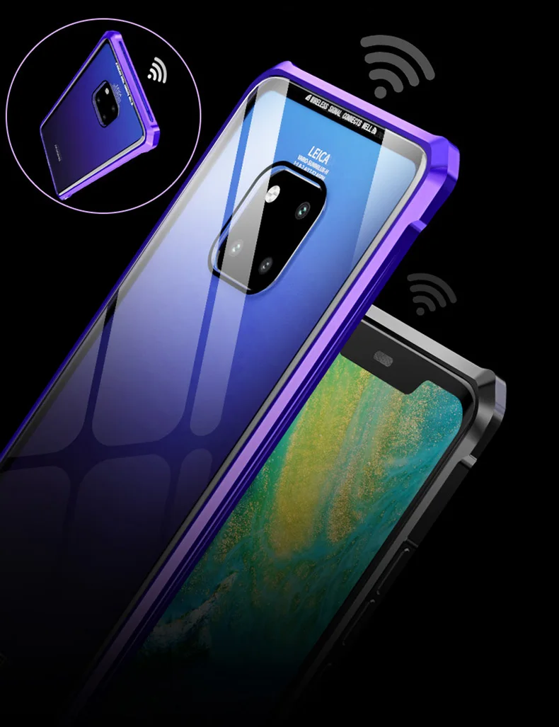 Металлический бампер для huawei mate 20x Pro 20Lite Nove 3i P Smart Plus чехол Прозрачный Роскошный Жесткий прозрачный стеклянный алюминиевый каркас