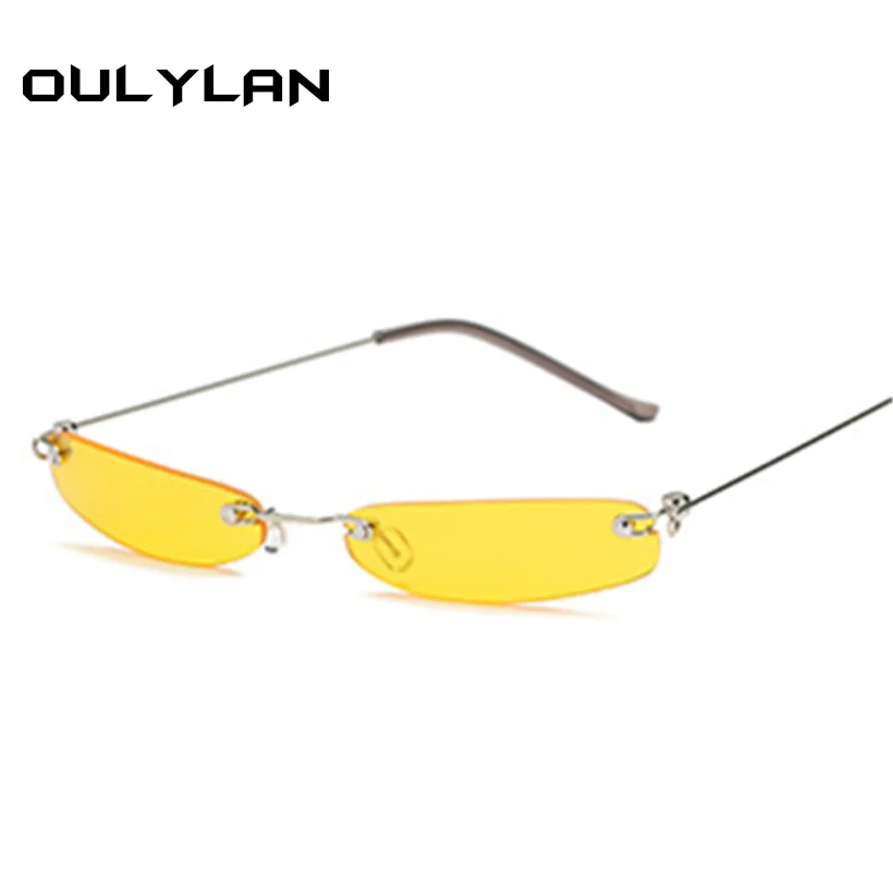 Oulylan, женские, мужские солнцезащитные очки, маленькие, узкие, солнцезащитные очки, Ретро стиль, прямоугольные, брендовые, дизайнерские, женские, без оправы, ультралегкие, UV400, очки