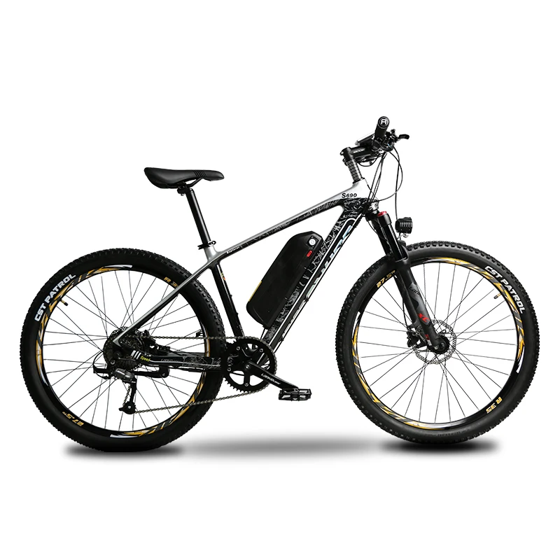 Система электрического велосипеда S690 Torque-Pedal System из углеродного волокна с двигателем 500W48V, литиевым аккумулятором 16 ач, 9 скоростей, гидравлическими дисковыми тормозами.