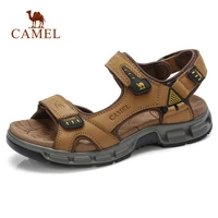 camel new men genuine leather outdoor sandals casual anti collision durable waterproof high quality beach fishing sandals