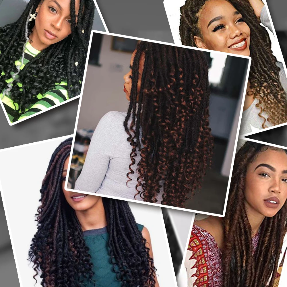 Накладные волосы Goddess Faux Locs вязаные крючком завитые 18 дюймов мягкие