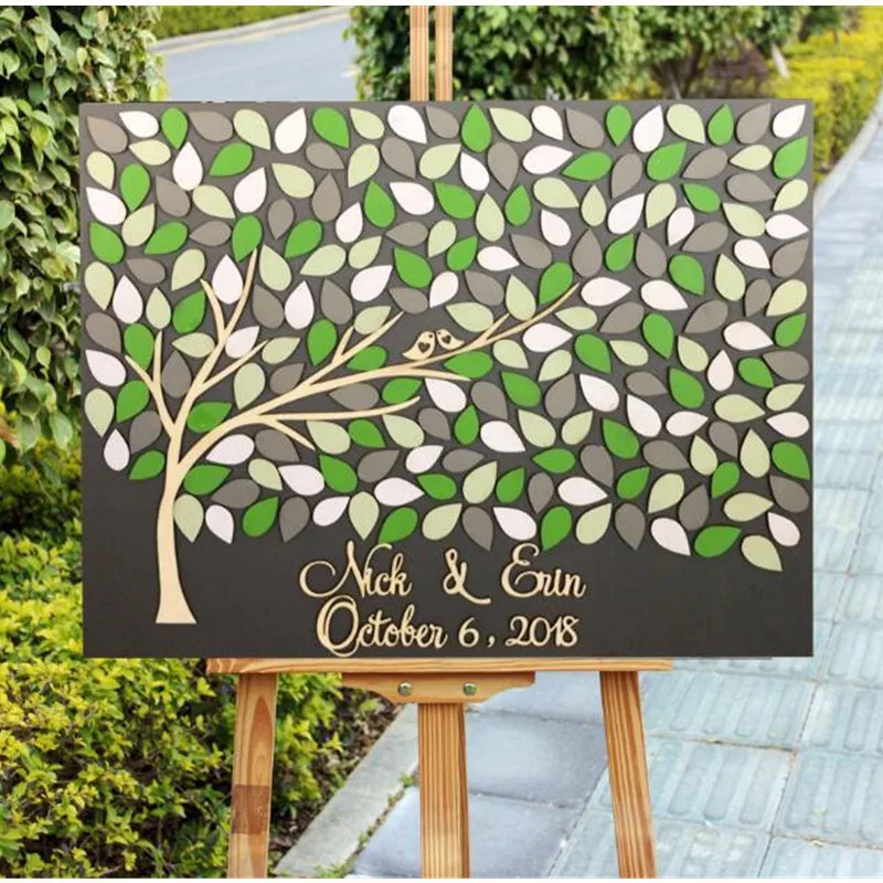 

Personalized Wedding Guest Book Wooden Tree of life 3D Alternative Sign In Book Colorful Leaves Custom Rustic Wedding Guestbooks
