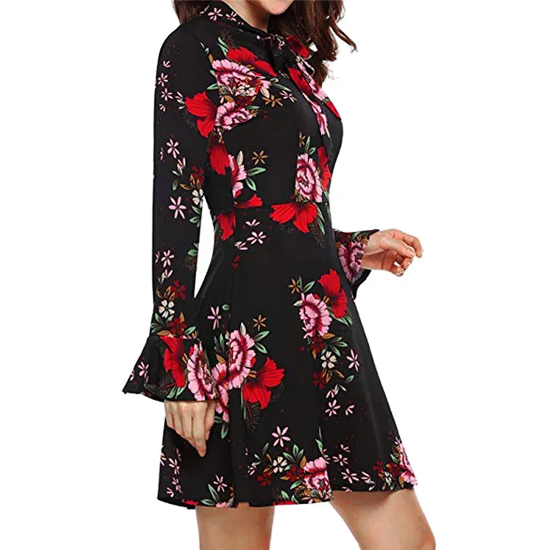 Модное осенне летнее платье 2019 повседневное элегантное колокол с длинным