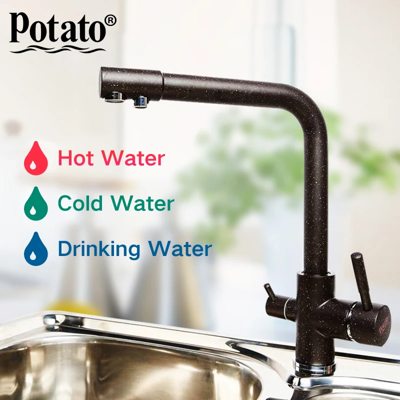 Potato новый Кухня раковина смеситель семь Письмо Дизайн 360 градусов вращения