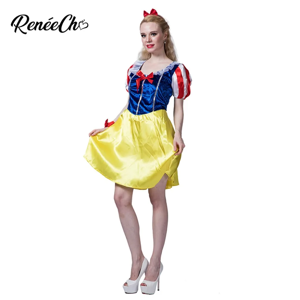 Beauty Dress For Halloween Costume Classic Snow White Women lady carnival costume adult dress and headband set cosplay |