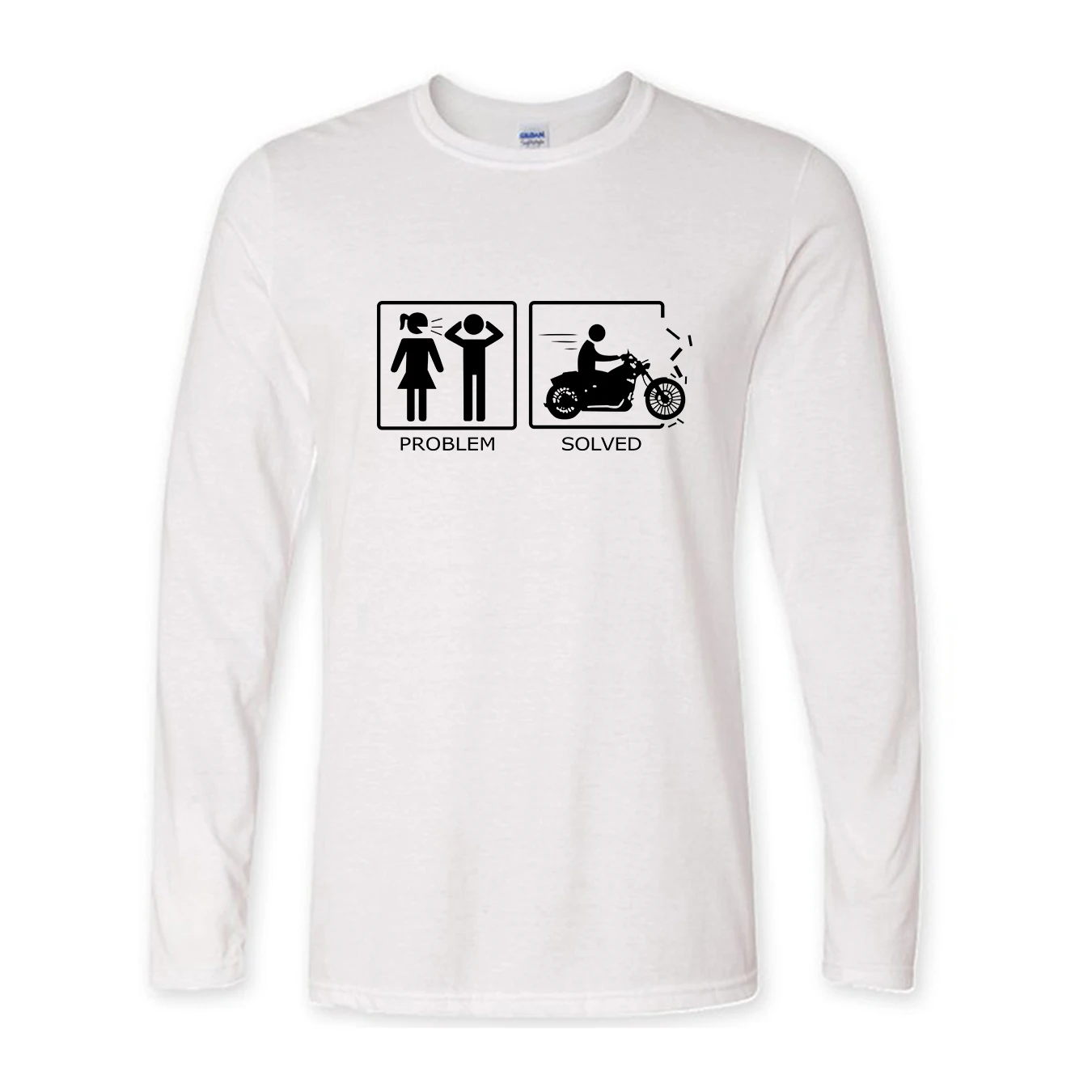 

Футболка мужская с длинным рукавом, хлопок, Повседневная тенниска в стиле хип-хоп, забавная майка с принтом проблем с мотоциклом, лето 2019