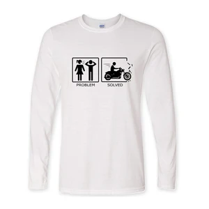 Футболка мужская с длинным рукавом, хлопок, Повседневная тенниска в стиле хип-хоп, забавная майка с принтом проблем с мотоциклом, лето 2019