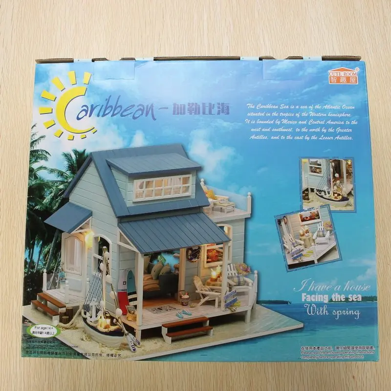 CuteRoom A-037-A Caribbean DIY Wooden Dollhouse Miniature Kit With Light Music Motor Best Gift For Children Girls | Игрушки и хобби