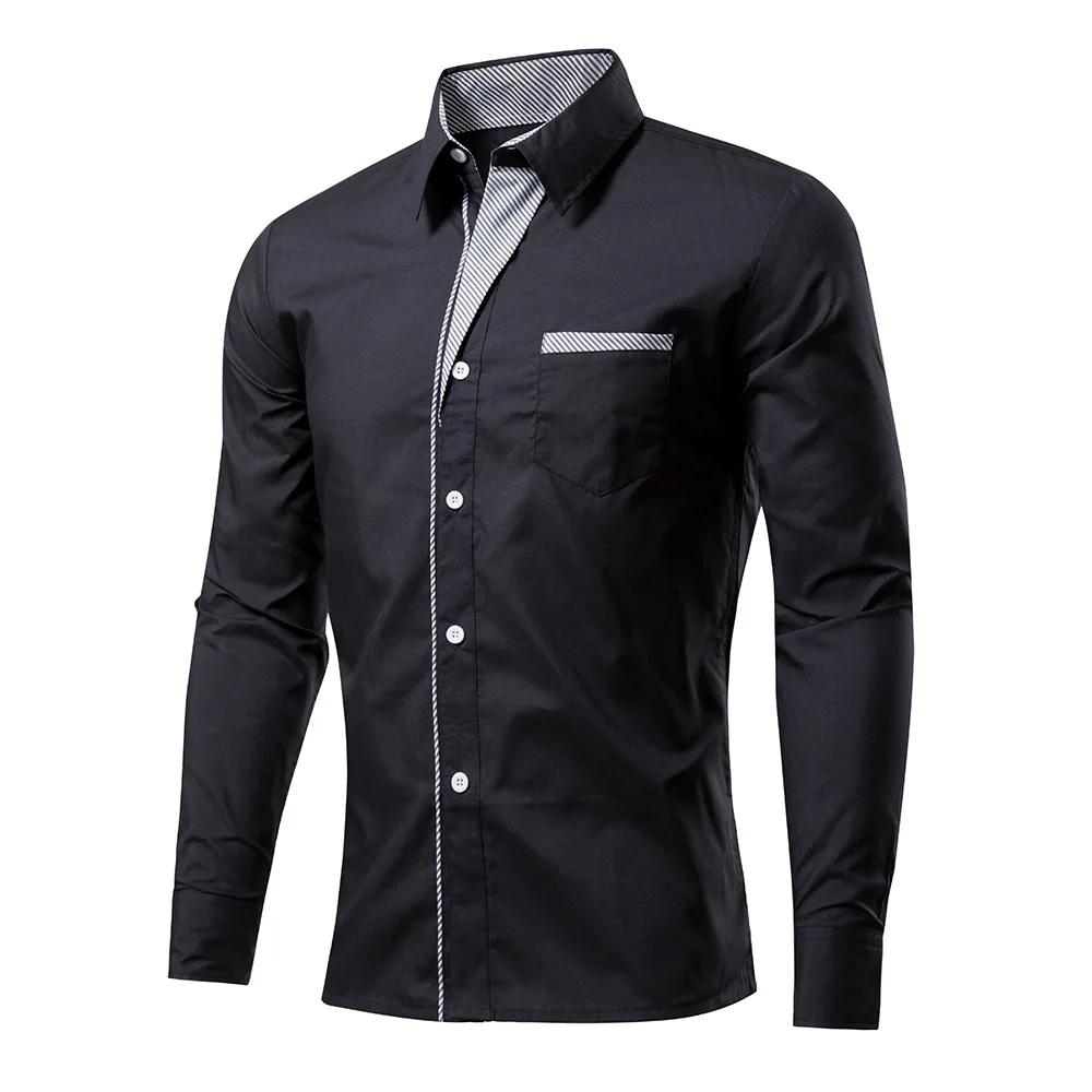 Nova Marca de Moda Camisa Masculina манга Longa мужской дизайн Coreano тонкий формальный Vestido