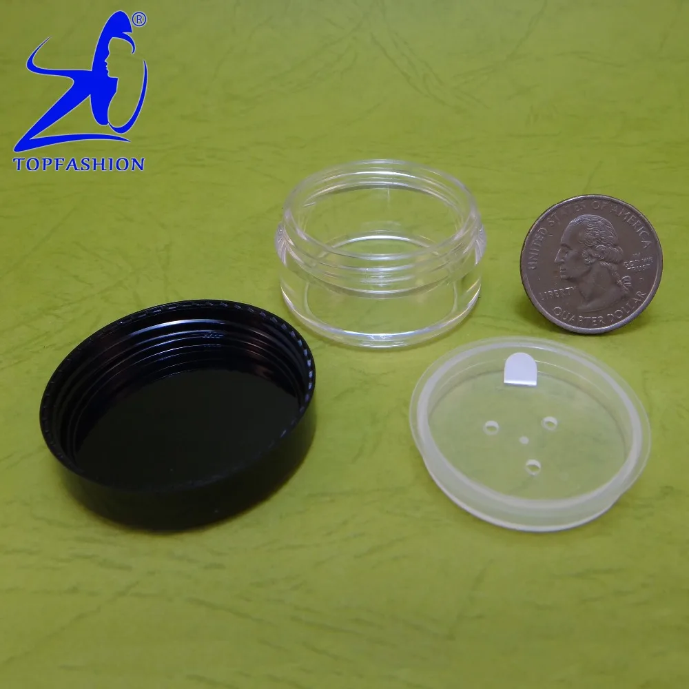 

15 Pcs Black Lid Plastic Sifter 10 g Loose Powder Jar Container w Pull Tab Seal Sticker (AY81(10)SST-C=15pcs)