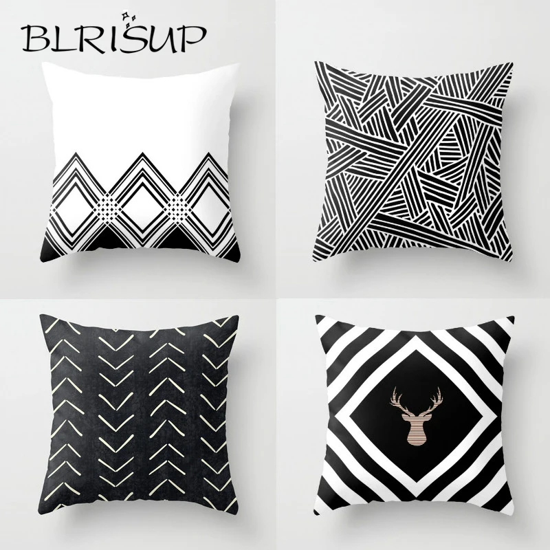 BLRISUP цифровая печать черный и белый цвет наволочка в скандинавском стиле