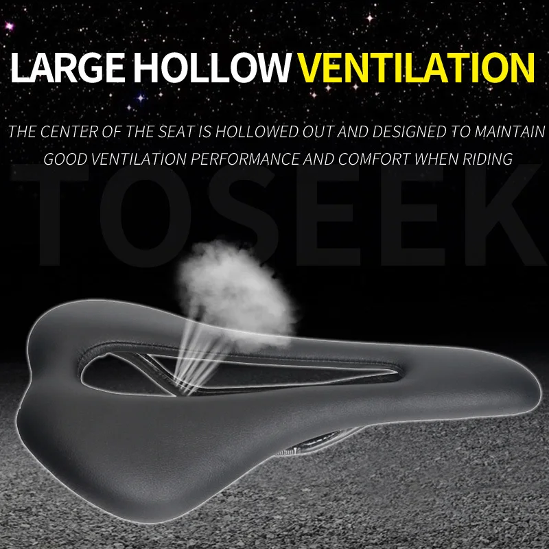 Toseek EVO Седло MTB Mountain Road Велосипед Черный Углеродного Волокна Седла Кожа PU Лук Hollow