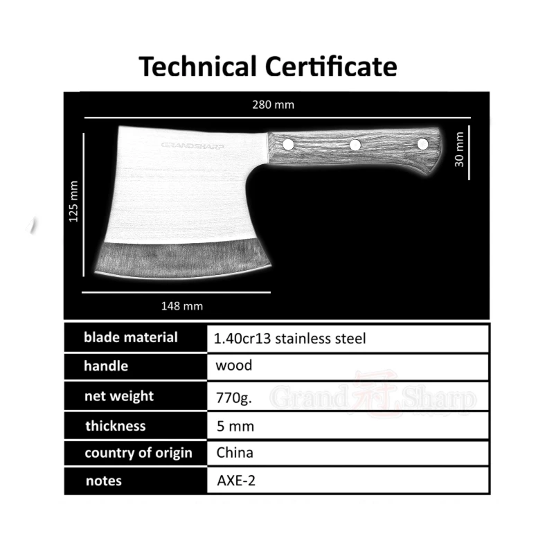 Grandsharp Кливер нож из нержавеющей стали топор китайская кухня шеф повара