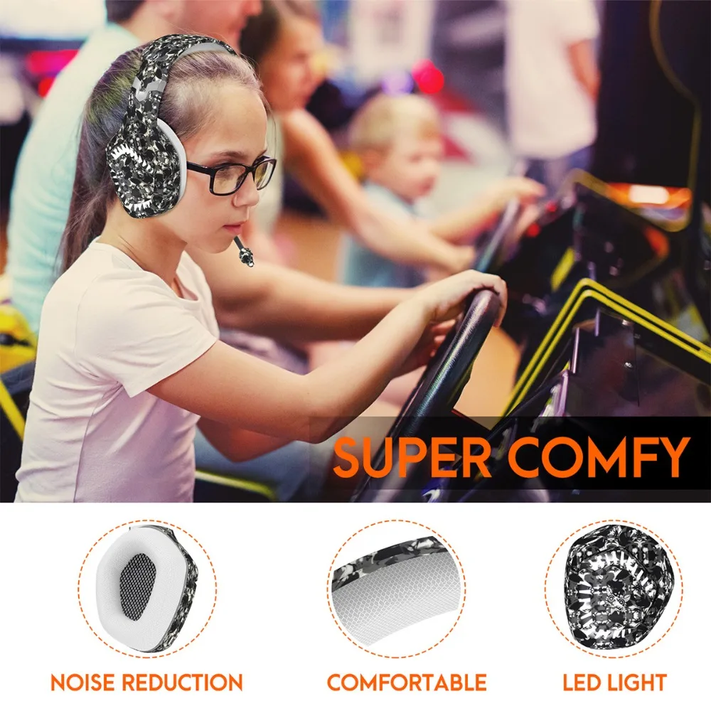 ONIKUMA K1 Pro камуфляжная игровая Гарнитура 3D стерео объемные наушники шлем с микрофоном для ПК Xbox планшет PS4