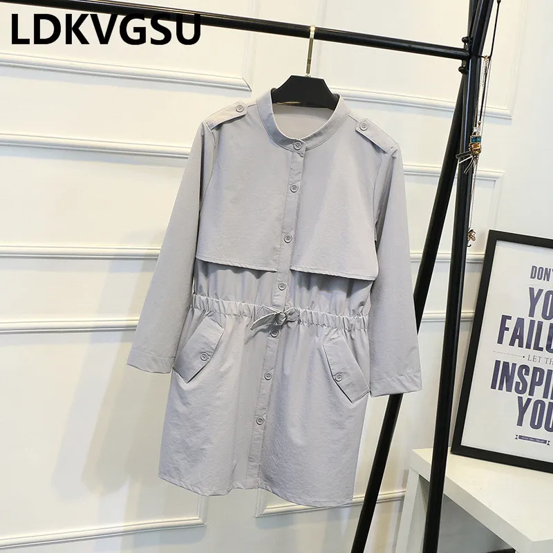 Женский Повседневный Тренч на завязках ветровка большого размера с поясом Is396