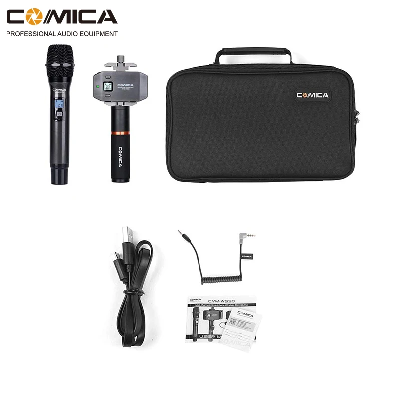 Многоканальный беспроводной микрофон COMICA для смартфона с ручным передатчиком 6
