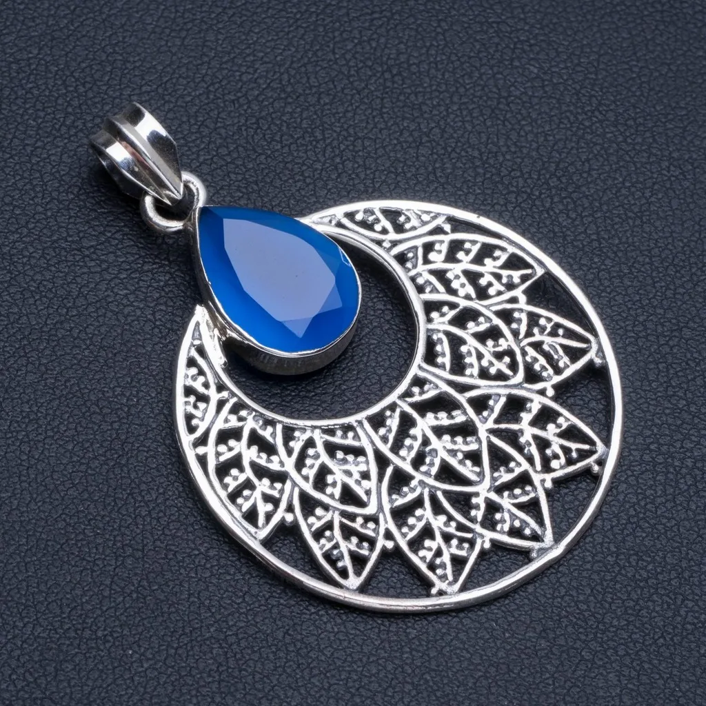 Stargems (TM) натуральный халцедон Boho Стиль 925 Серебряный кулон Цепочки и ожерелья 2&quot |