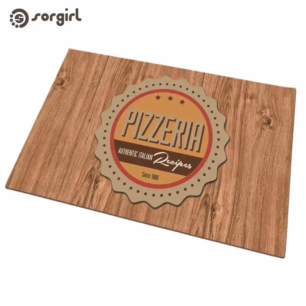 Pizzeria необработанный Деревянный Цветной Коврик для двери коврик входной