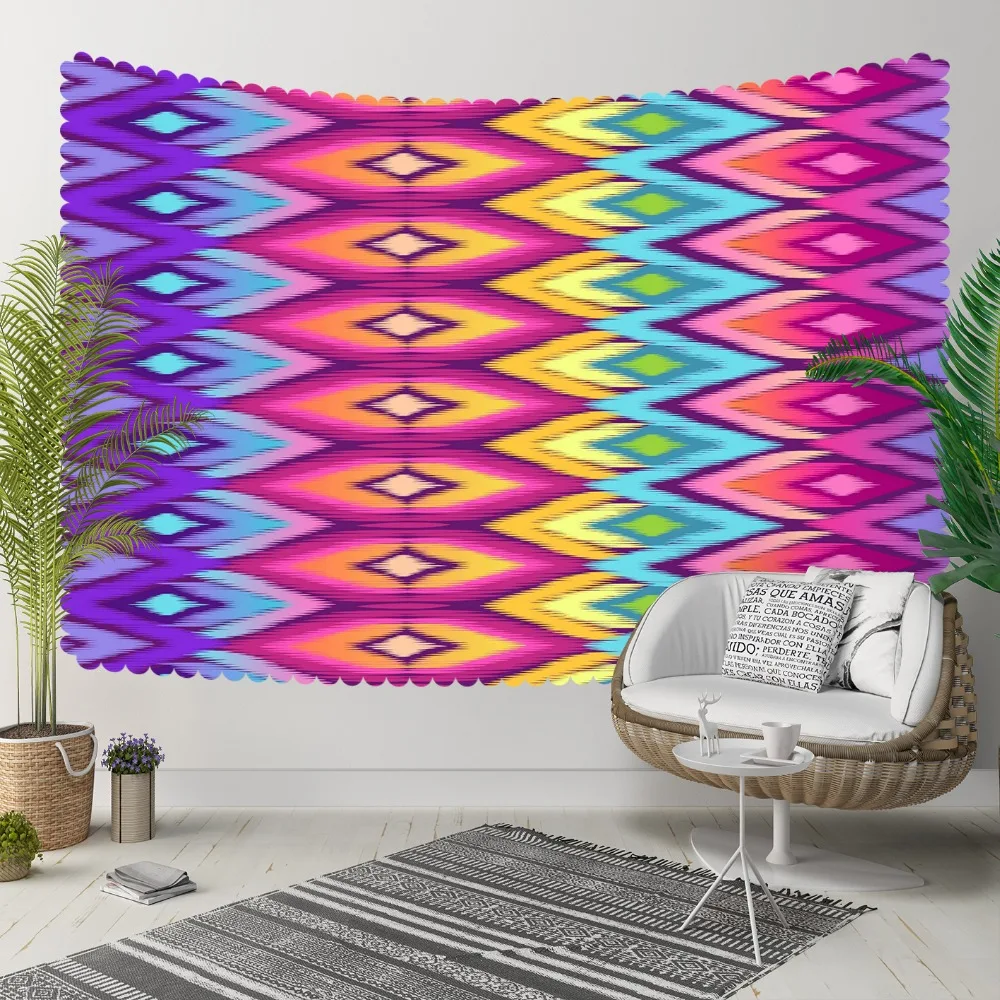 

Else Green Yellow Blue Geometric Ethnic Tile Lines 3D Print Decorative Hippi Bohemian Wall Hanging Landscape Tapestry Wall Art