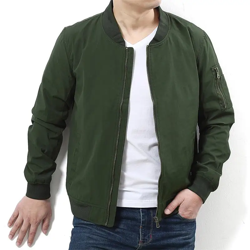 Бомбер мужской 10XL 9XL 8XL 6XL пилот с нашивками зеленая Двусторонняя одежда тонкая