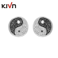 kivn fashion jewelry pave cz cubic zirconia magic yin yang balance amulet earrings for women