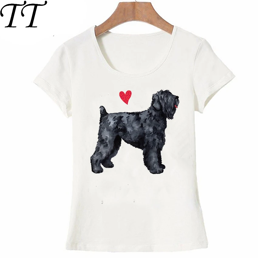 Женская футболка с надписью I Love my Black Russian Terrier|Футболки| |