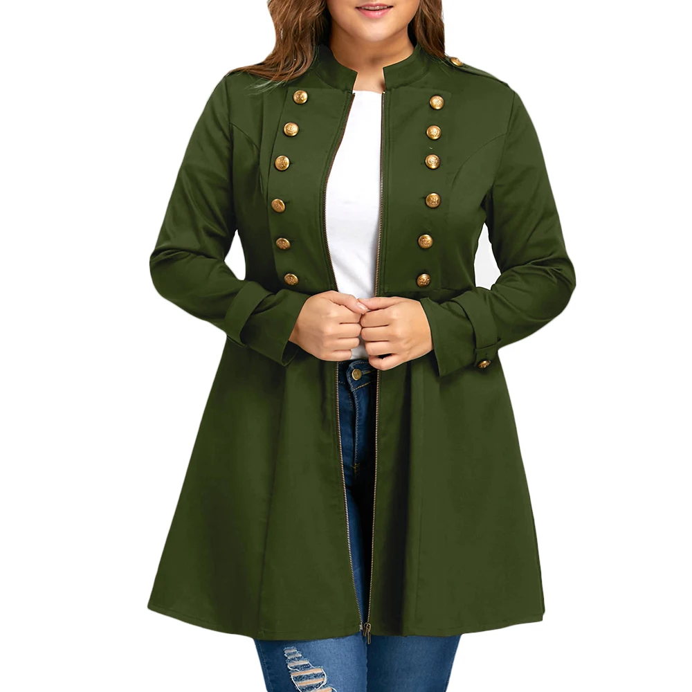 Army Green Wipalo модный бренд плюс размер двубортный расклешенный длинный зимний Кардиган Женский Тренч модный более размер большой размер пальто - Цвет: Army Green