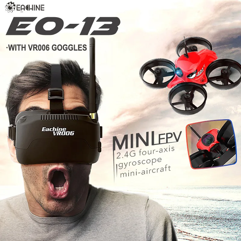 Eachine E013 микро FPV RC гоночный Квадрокоптер с 5 8G 1000TVL 40CH камерой VR006 VR 006 3 дюймовые очки