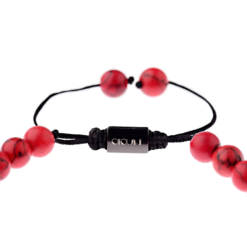 Модные 8 мм черные медные ручные красные браслеты с бусинами из натурального