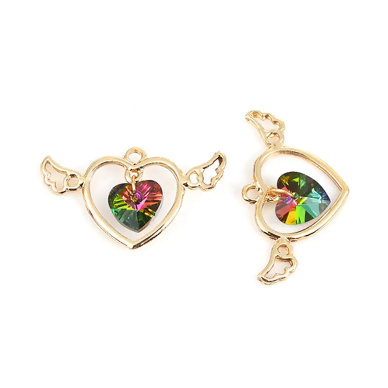 Doreen Box из сплава цинка Радужный цвет Aurora Borealis подвески в виде сердца золотого