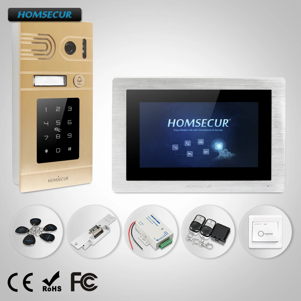 

HOMSECUR 7" Wired Video&Audio Smart Doorbell Intercom Electric Strike Lock Set Included BC071-G + BM714-S