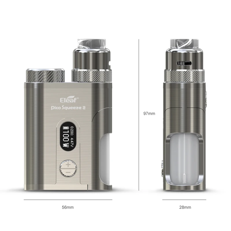 Authentic Eleaf Pico Squeeze 2 Squonk Kit with 100W Coral RDA 4000mAh Atomizer 8ml Clapton 0.2ohm Coil - Dazzling | Электроника