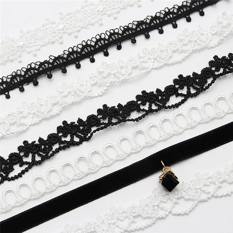 7 шт. модные ожерелья Чокеры набор ожерелий из эластичного бархата Классическая