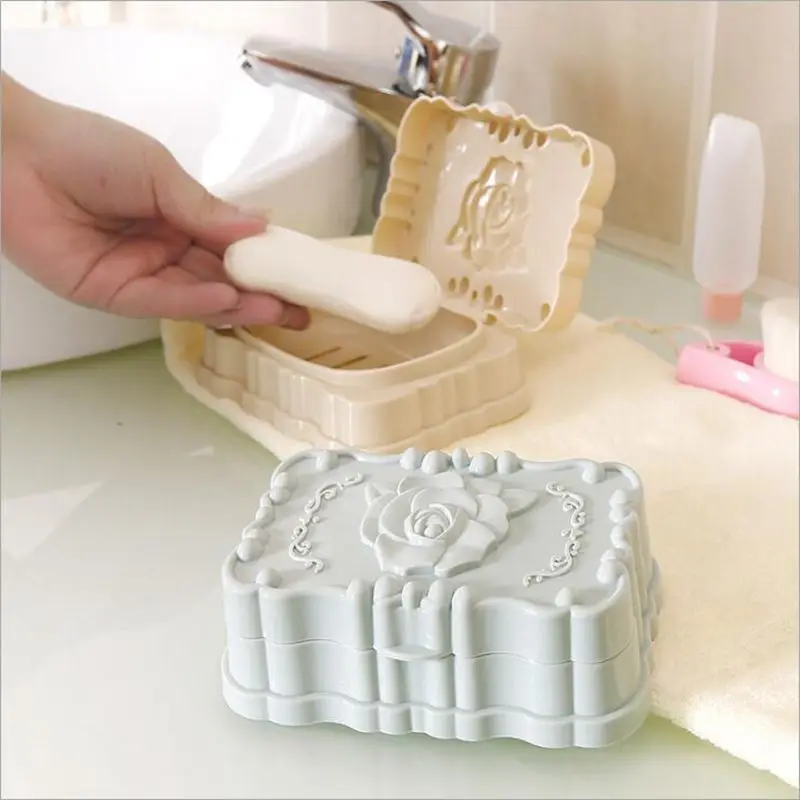 Portable Waterproof Rose Bathroom Soap Dishes Plastic Home Decoration Accessories Travel Supplies Box Case Holder Container | Дом и сад