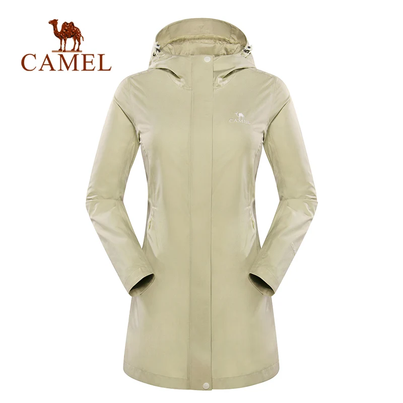 CAMEL, женское водонепроницаемое длинное пальто, повседневное, весеннее, тонкое, ветрозащитное, для походов, альпинизма, Походов, Кемпинга, куртка, Длинная ветровка
