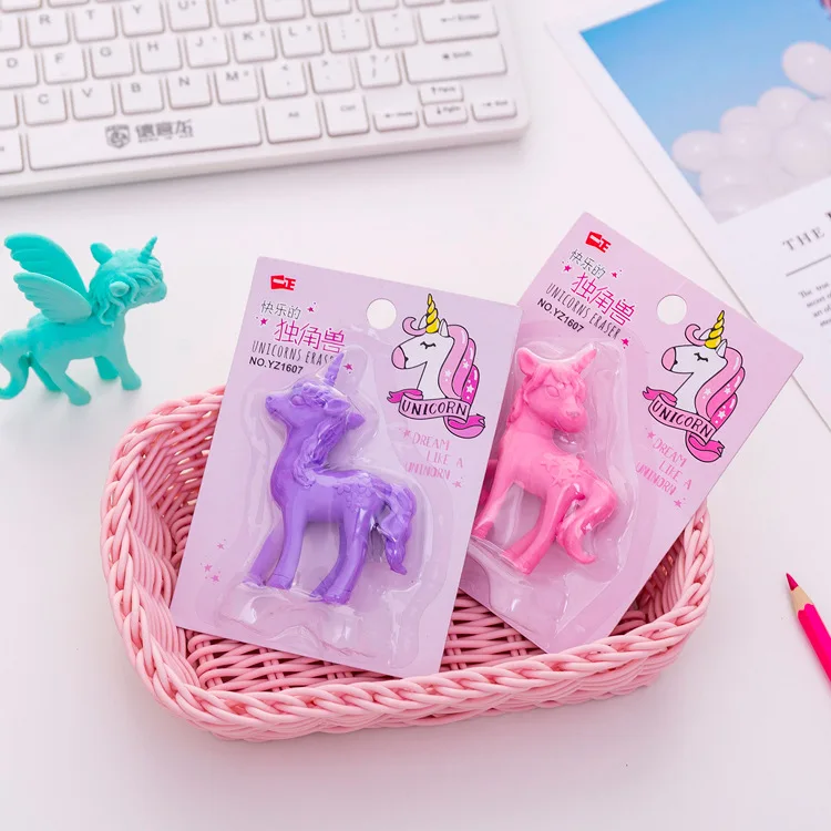 10 set/lot Creative Unicorn horse Eraser Set /erasers suit/creative student stationery/children gift erasers  Канцтовары для