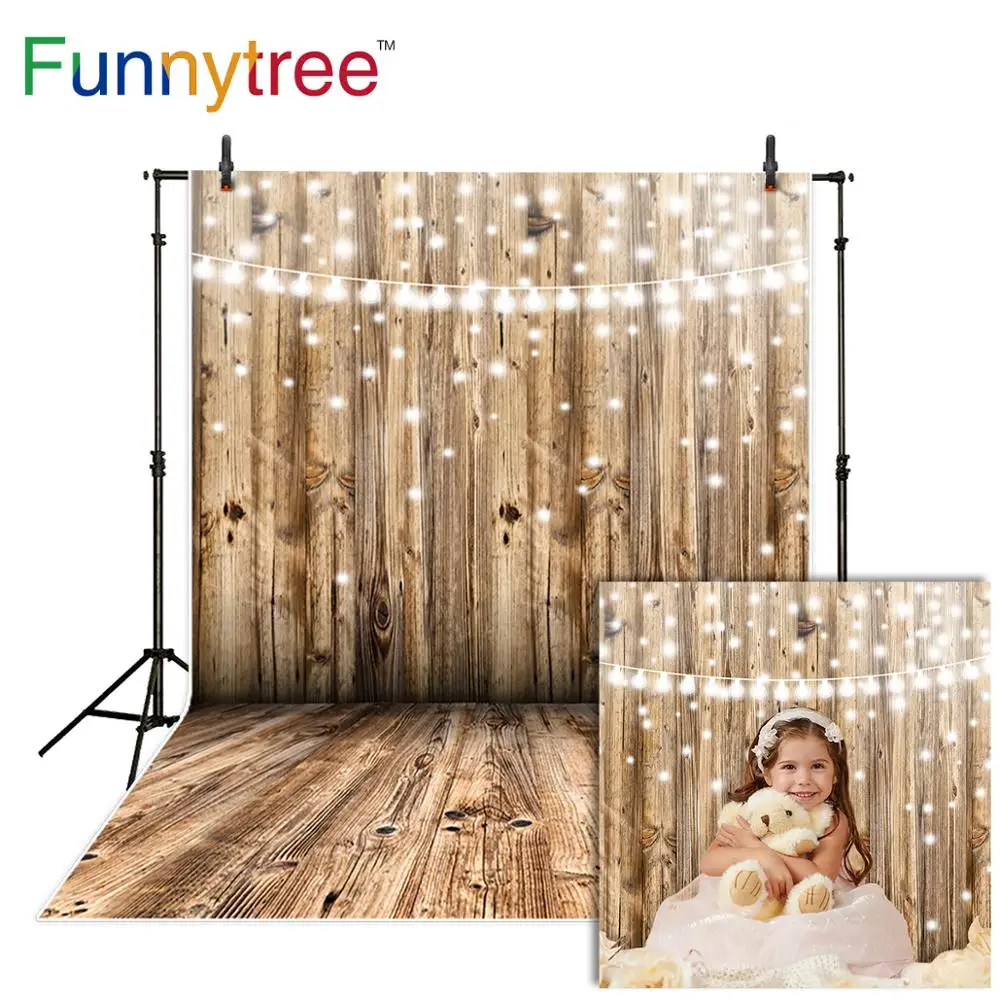 

Funnytree wedding photocall photography wood backdrop wall bokeh shiny children newborn baby photo background studio photozone