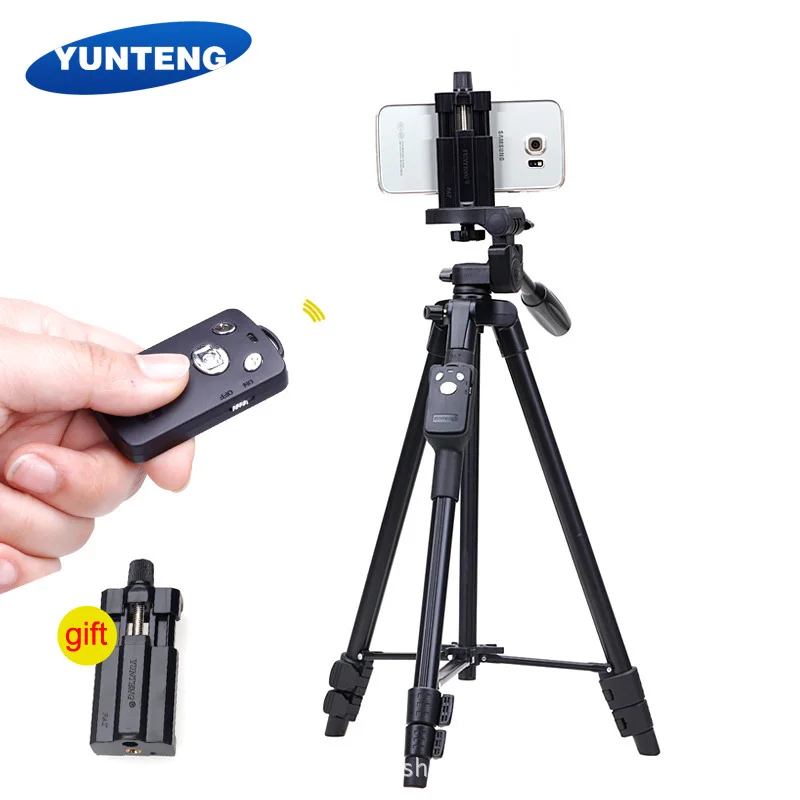 

YUNTENG VCT 5208 Aluminum Tripod Phone Tripod with Bluetooth Remote + Clip for Camera Smart Phone