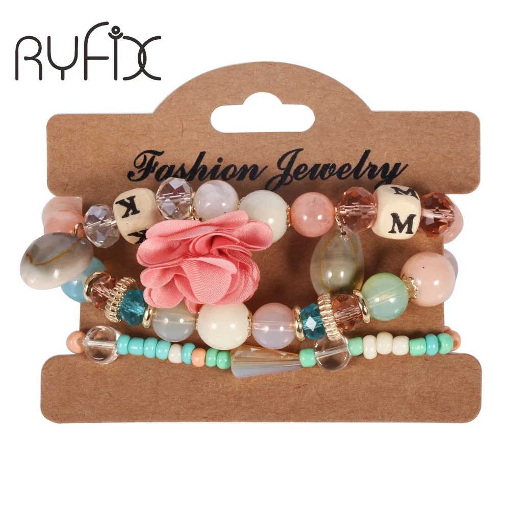 Многослойные Конфеты Хрустальные Бусины Цветок Shell Браслеты &amp Strand Растянуть