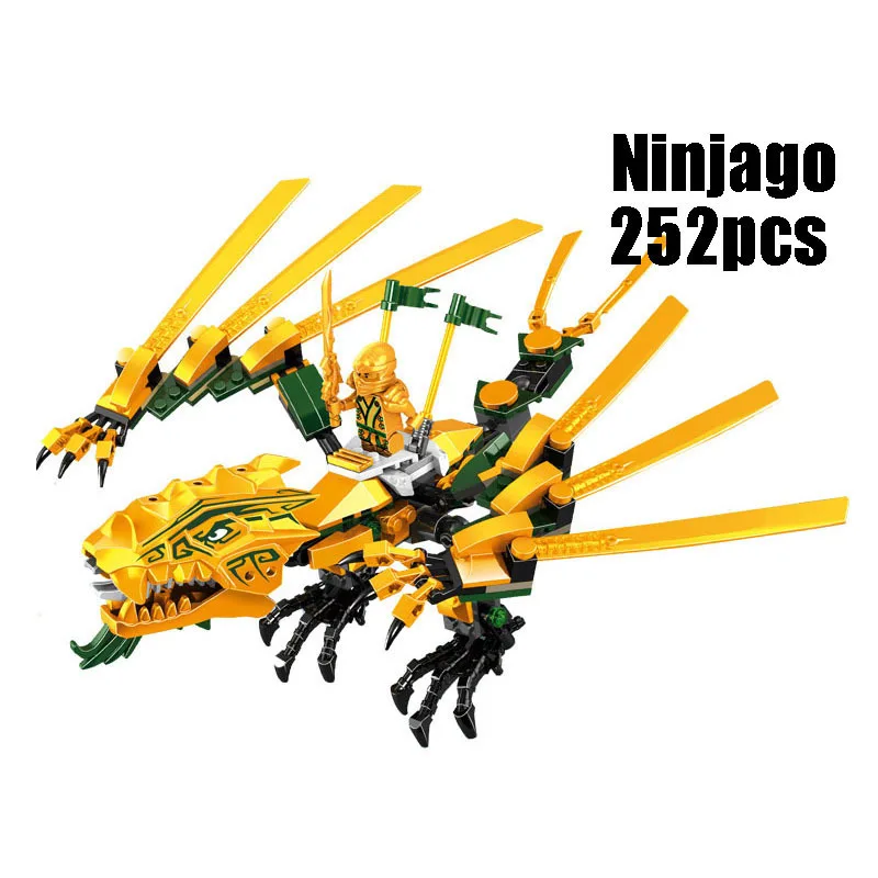 Совместимость Legoe Ninjagoes 70503 LELE 79112 252 шт. блоки Ninjago рисунок золотой дракон игрушки