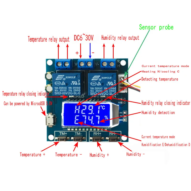 Переключатель модуля контроля температуры и влажности автоматическая панель