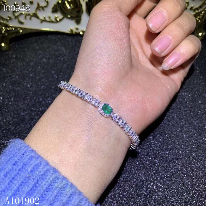 

KJJEAXCMY boutique jewelry 925 sterling silver inlaid natural emerald gem ladies luxury bracelet support detection sdfg