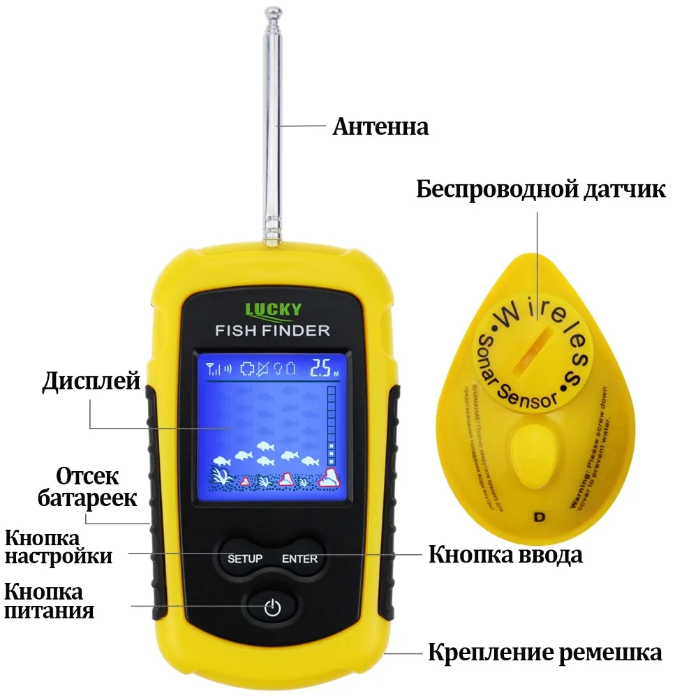 LUCKY FFCW1108-1 Беспроводной эхолот для рыбалки дальность действия 120 метров глубина