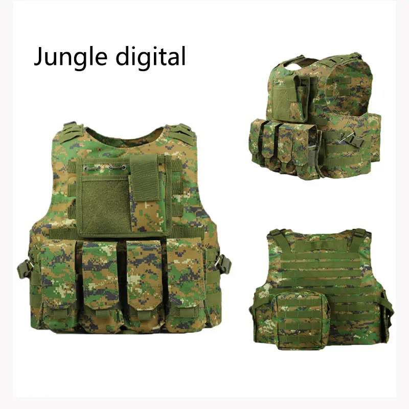 Jungle digital Военный тренировочный жилет, тактические жилеты, штурмовые жилеты, военный бронежилет, оборудование для страйкбола, пейнтбола, жилет, регулируемые плечевые ремни - Цвет: Jungle digital