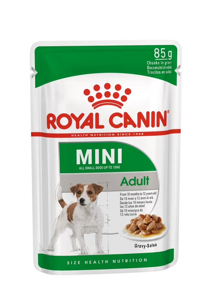 Royal Canin Mini Adult пауч для взрослых собак мелких пород (соус) 24*85 г.|Влажный корм собак| |