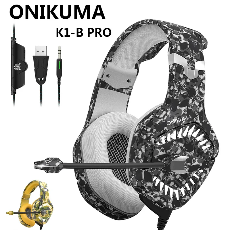 ONIKUMA K1 Pro камуфляжная игровая Гарнитура 3D стерео объемные наушники шлем с
