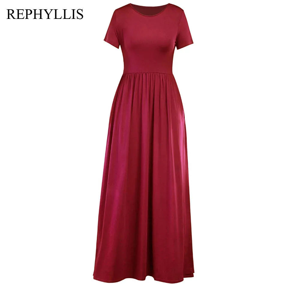 REPHYLLIS женское платье с круглым вырезом и коротким рукавом длинное свадебное для