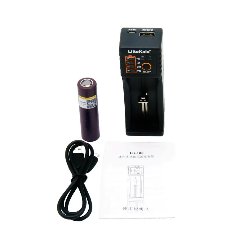 LiitoKala Carregador de Bateria + коннектор 3500 мАч Lii 100 13A Descarga INR18650 35E Para Samsun 18650|Перезаряжаемые